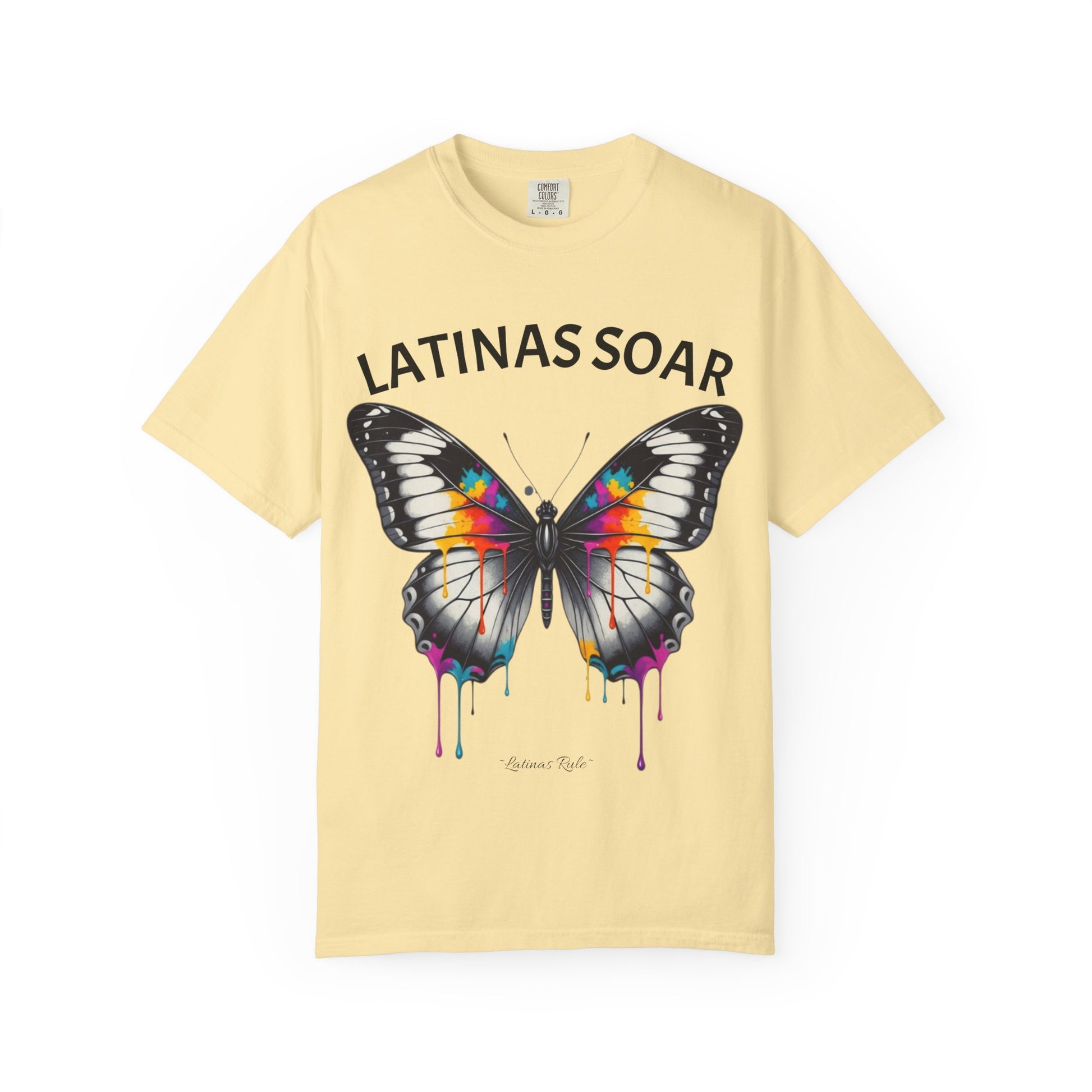 Vibrant Butterfly Graphic Tee - Latinas Soar, Unisex T-shirt, Colorful Casual Wear, Feminist Fashion, Gift for Her, Summer Style